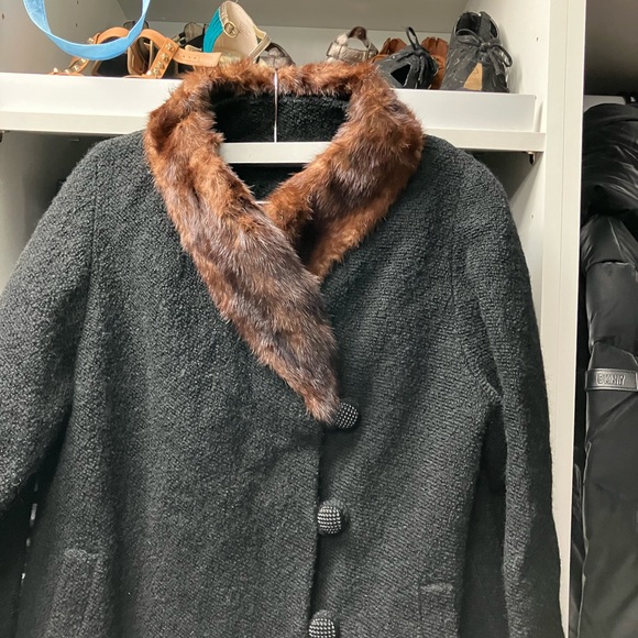 1950s swing coat black mink collar pinup - Picture 5 of 7